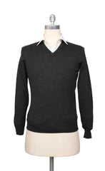 Svevo Parma Charcoal Gray Wool V-Neck Sweater - L/52 - (SV10122213)