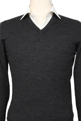 Svevo Parma Charcoal Gray Wool V-Neck Sweater - (SV10122213) - Parent