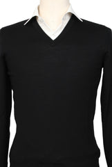 Svevo Parma Black Wool V-Neck Sweater - (SV1012227) - Parent