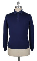 Svevo Parma Dark Blue Wool 1/4 Button Polo Sweater - L/52 - (SV39238)