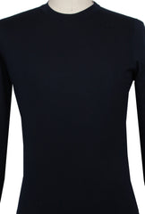 $625 Svevo Parma Dark Blue Cotton Crewneck Sweater - (SV215253) - Parent