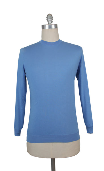 $625 Svevo Parma Blue Cotton Crewneck Sweater - (SV215251) - Parent