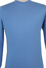 $625 Svevo Parma Blue Cotton Crewneck Sweater - (SV215251) - Parent