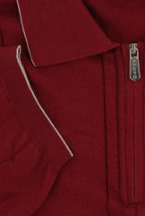 $800 Svevo Parma Red Cotton 1/4 Zip Polo Sweater - (SV2152515) - Parent