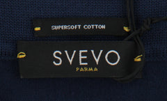 $775 Svevo Parma Navy Blue Cotton 1/4 Zip Polo Sweater - (SV2152524) - Parent