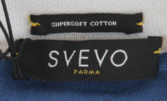 $750 Svevo Parma Blue Cotton 1/4 Zip Polo Sweater - (SV2152522) - Parent