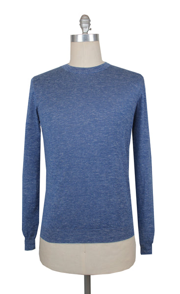 $925 Svevo Parma Blue Silk Blend Crewneck Sweater - (SV215254) - Parent