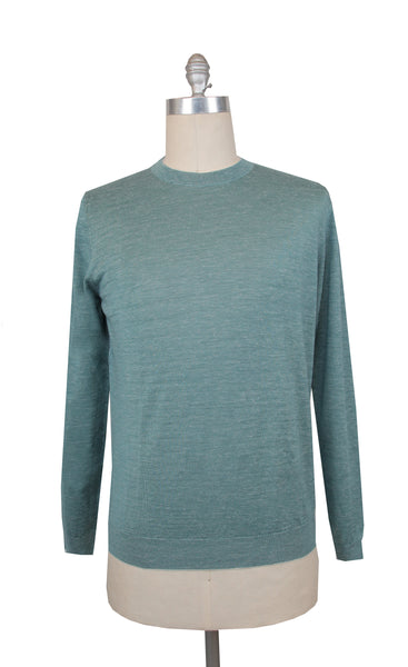 $925 Svevo Parma Green Silk Blend Crewneck Sweater - (SV215255) - Parent