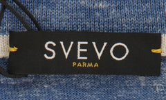 $950 Svevo Parma Blue Silk Blend 1/4 Zip Polo Sweater - (SV215257) - Parent