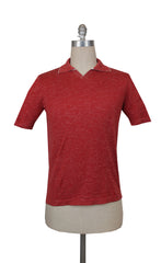 $925 Svevo Parma Red Silk Blend V-Neck Polo Sweater - M/50 - (SV2152517)