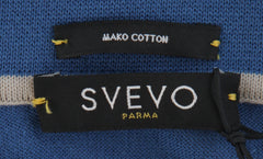 $750 Svevo Parma Blue Cotton 1/4 Zip Polo Sweater - (SV2152523) - Parent