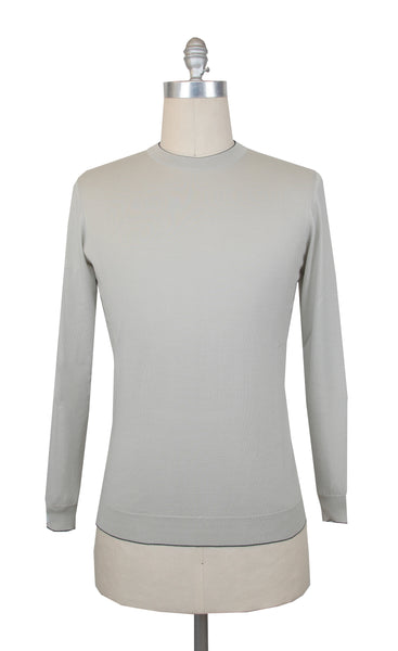 $625 Svevo Parma Light Gray Cotton Crewneck Sweater - (SV215252) - Parent