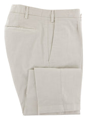 Barba Napoli Cream Solid Cotton Blend Pants - Extra Slim - 34/50 - (427)