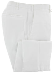 Barba Napoli White Solid Cotton Blend Pants - Extra Slim - (422) - Parent