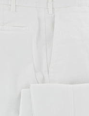 Barba Napoli White Solid Cotton Blend Pants - Extra Slim - (422) - Parent