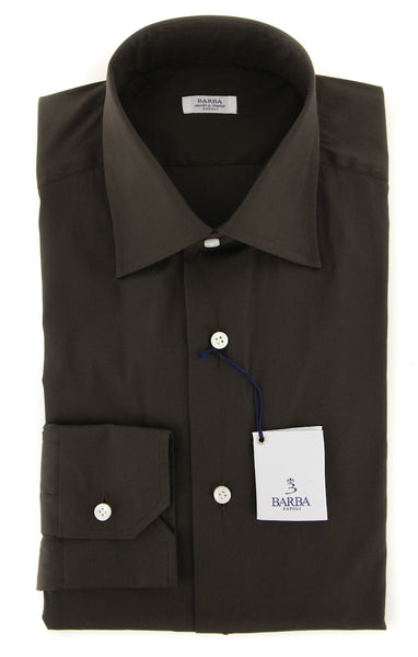 Barba Napoli Dark Brown Solid Shirt - Slim - (BN22482308U) - Parent