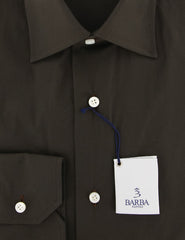 Barba Napoli Dark Brown Solid Shirt - Slim - (BN22482308U) - Parent