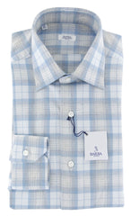 Barba Napoli Light Blue Plaid Cotton Shirt - Slim - 14.5/37 - (810)