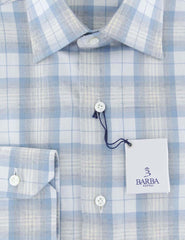 Barba Napoli Light Blue Plaid Cotton Shirt - Slim - (810) - Parent