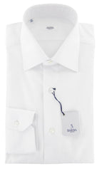 Barba Napoli White Solid Cotton Shirt - Full - 15/38 - (824)