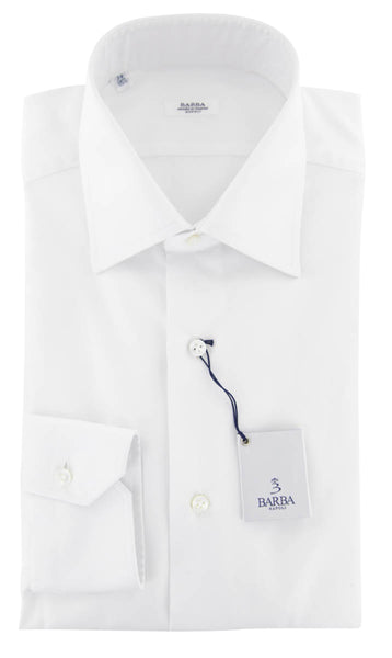 Barba Napoli White Solid Cotton Shirt - Full - (824) - Parent