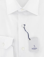 Barba Napoli White Solid Cotton Shirt - Full - (824) - Parent