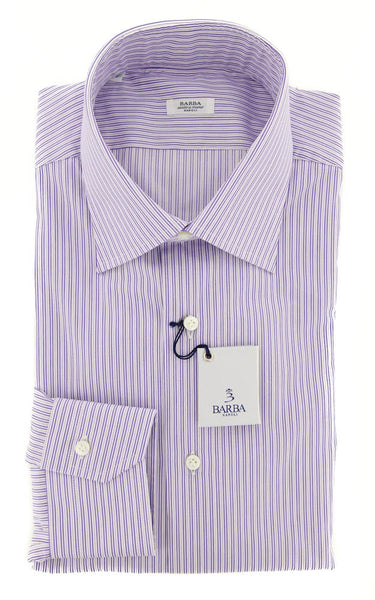 Barba Napoli Purple Striped Shirt - Slim - 15.5/39 - (D2U10T341906)