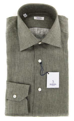 Barba Napoli Olive Green Shirt - Slim