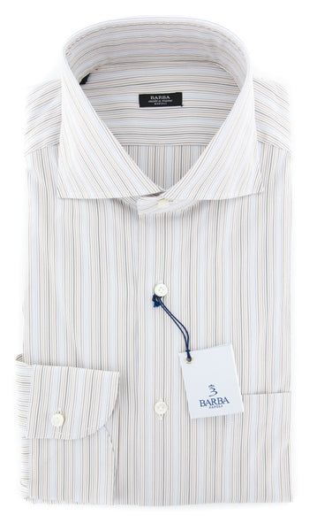 Barba Napoli Brown Striped Shirt - Extra Slim - (I1U26V49) - Parent