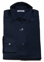 Cesare Attolini Dark Blue Solid Cotton Shirt - Slim - 14.5/37 - (1223)