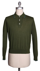 Cesare Attolini Green Solid Cotton Polo - L US/L EU - (1713)