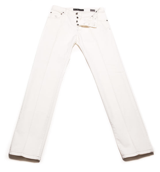 Cesare Attolini Off White Solid Cotton Blend Pants - Slim - (1070) - Parent