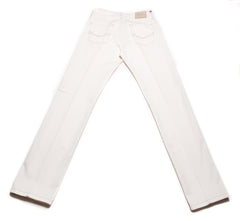 Cesare Attolini Off White Solid Cotton Blend Pants - Slim - (1070) - Parent