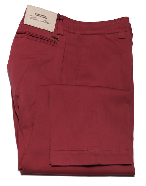 Cesare Attolini Red Solid Cotton Blend Pants - Slim - (CA532314) - Parent