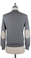 Luigi Borrelli Gray Solid Sweater - Cardigan - Medium/50 - (21/B14106T/6981)