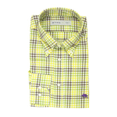 Etro Green Check Seersucker Cotton Shirt - Extra Slim - 16/41 - (LT)