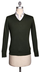 Fiori Di Lusso Olive Green Cashmere Blend V-Neck Sweater - S/48 - (1816)