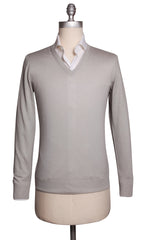 Fiori Di Lusso Light Gray Cashmere Blend V-Neck Sweater - S/48 - (1815)