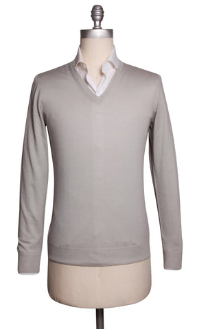 Fiori Di Lusso Light Gray V-Neck Sweater