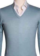 Fiori Di Lusso Light Blue Cashmere Blend V-Neck Sweater - (1817) - Parent