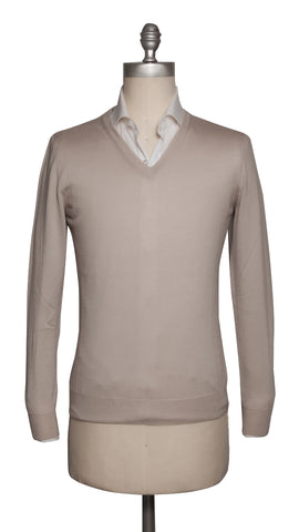 Fiori Di Lusso Light Brown V-Neck Sweater