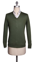 Fiori Di Lusso Dark Green Cashmere Blend V-Neck Sweater - S/48 - (1820)