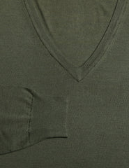 Fiori Di Lusso Dark Green Cashmere Blend V-Neck Sweater - (1820) - Parent