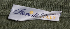 Fiori Di Lusso Olive Green Cashmere Blend V-Neck Sweater - (1816) - Parent