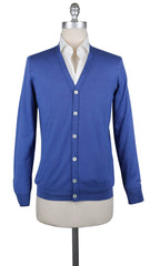 Fiori Di Lusso Blue Cashmere Blend V-Neck Cardigan - S/48 - (729)