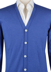 Fiori Di Lusso Blue Cashmere Blend V-Neck Cardigan - (729) - Parent