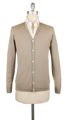 Fiori Di Lusso  Light Brown Cashmere Blend  V-Neck Cardigan - S/48 - (736)