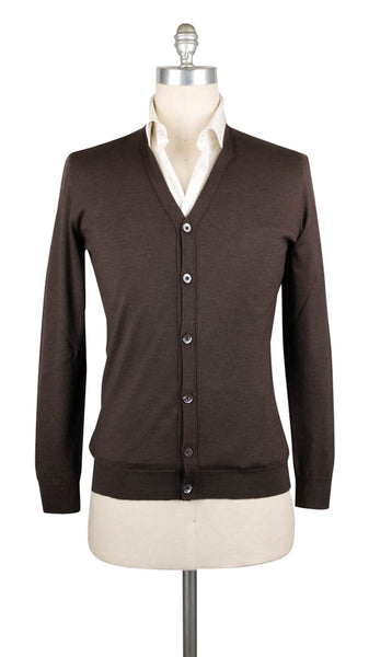 Fiori Di Lusso Dark Brown Cashmere Blend V-Neck Cardigan - (724) - Parent