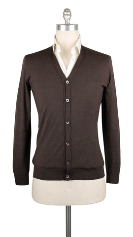 Fiori Di Lusso Dark Brown V-Neck Cardigan