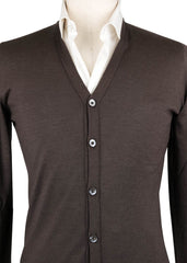 Fiori Di Lusso Dark Brown Cashmere Blend V-Neck Cardigan - (724) - Parent